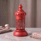 White Geometric Metal Lantern | Seljuk Star Tealight Holder | Minimalist Moroccan Candle Decor