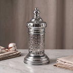 White Geometric Metal Lantern | Seljuk Star Tealight Holder | Minimalist Moroccan Candle Decor