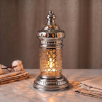 White Geometric Metal Lantern | Seljuk Star Tealight Holder | Minimalist Moroccan Candle Decor