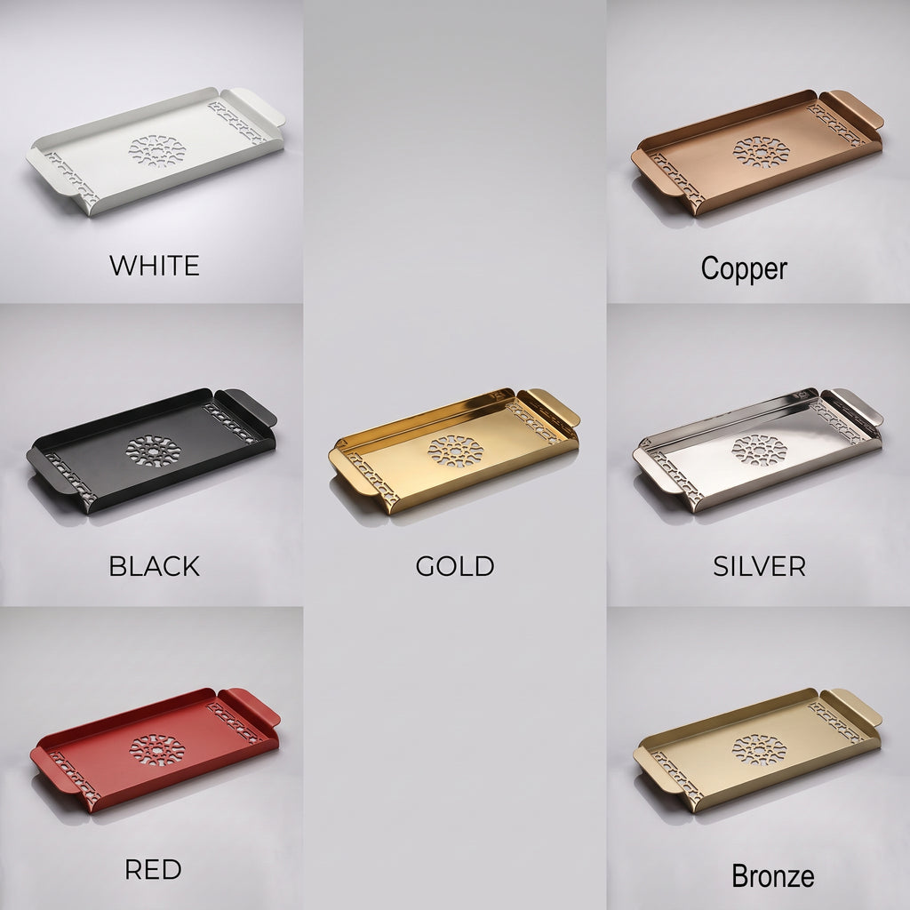 Modern Metal Decorative Tray | Laser Cut Serving & Desk Tray