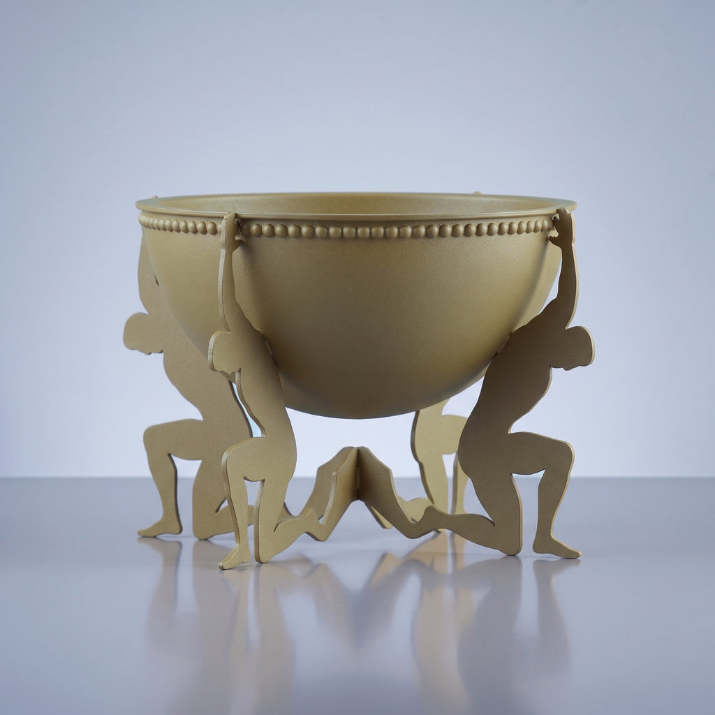 Modern Humanoid Stand Metal Decorative Bowl, Unique Candle Holder, Tabletop Accent & Organizer, Pasha Craft House