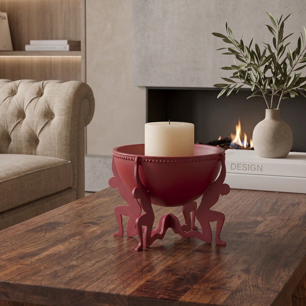 Modern Humanoid Stand Metal Decorative Bowl, Unique Candle Holder, Tabletop Accent & Organizer, Pasha Craft House
