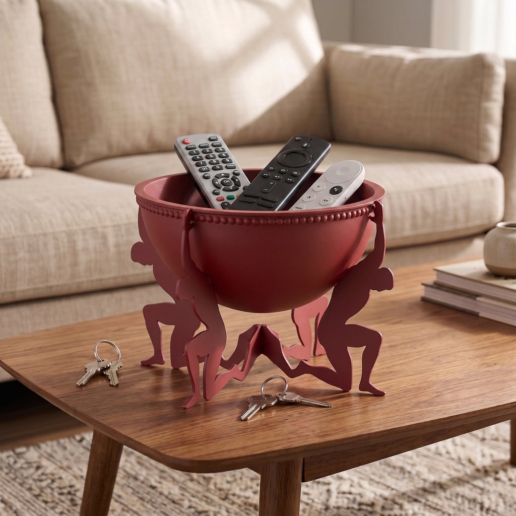 Modern Humanoid Stand Metal Decorative Bowl, Unique Candle Holder, Tabletop Accent & Organizer, Pasha Craft House