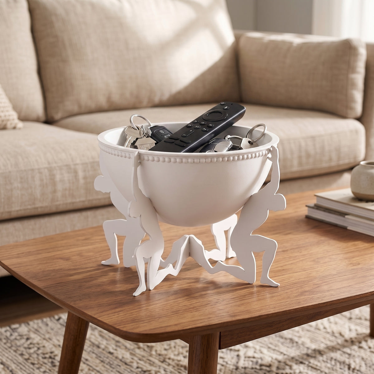 Modern Humanoid Stand Metal Decorative Bowl, Unique Candle Holder, Tabletop Accent & Organizer, Pasha Craft House