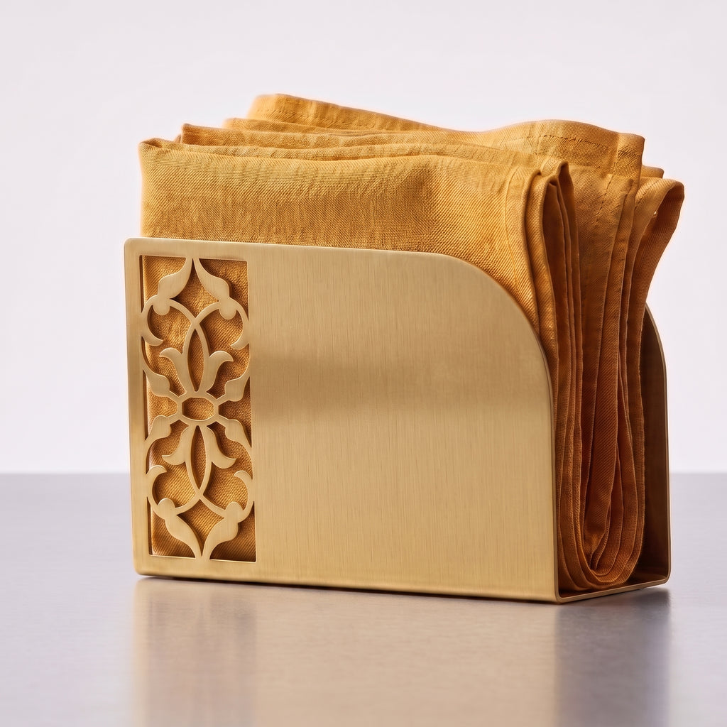 Turkish Motif Napkin Holder | Laser Cut Metal Napkin Dispenser | Gold, Silver, Black Modern Table Decor | Ethnic Anatolian Table Accessory