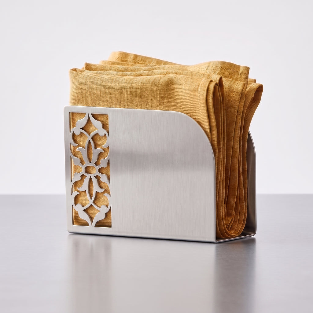 Turkish Motif Napkin Holder | Laser Cut Metal Napkin Dispenser | Gold, Silver, Black Modern Table Decor | Ethnic Anatolian Table Accessory