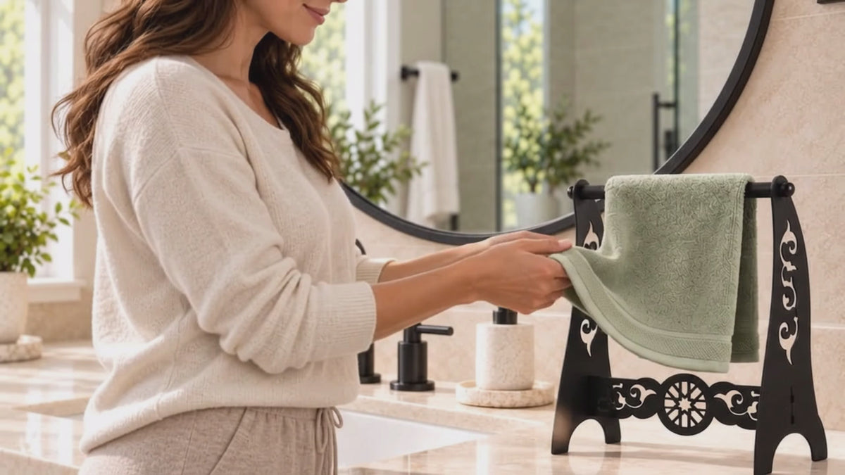 Metal Hand Towel Holder, Freestanding Bathroom Stand, 4 Colors Available