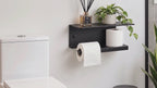 Wall Mounted Toilet Paper Holder with Shelf and Spare Roll Storage