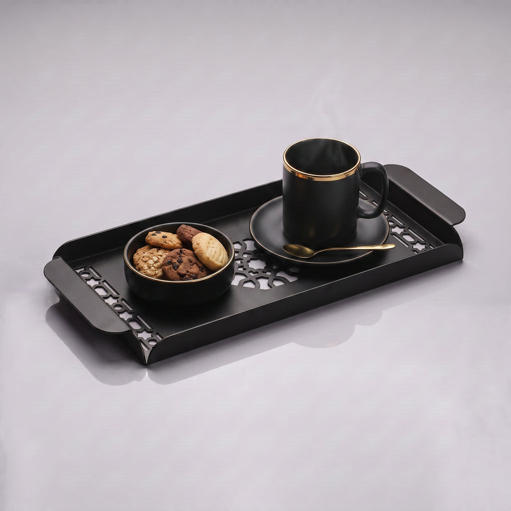 Modern Metal Decorative Tray | Laser Cut Serving & Desk Tray