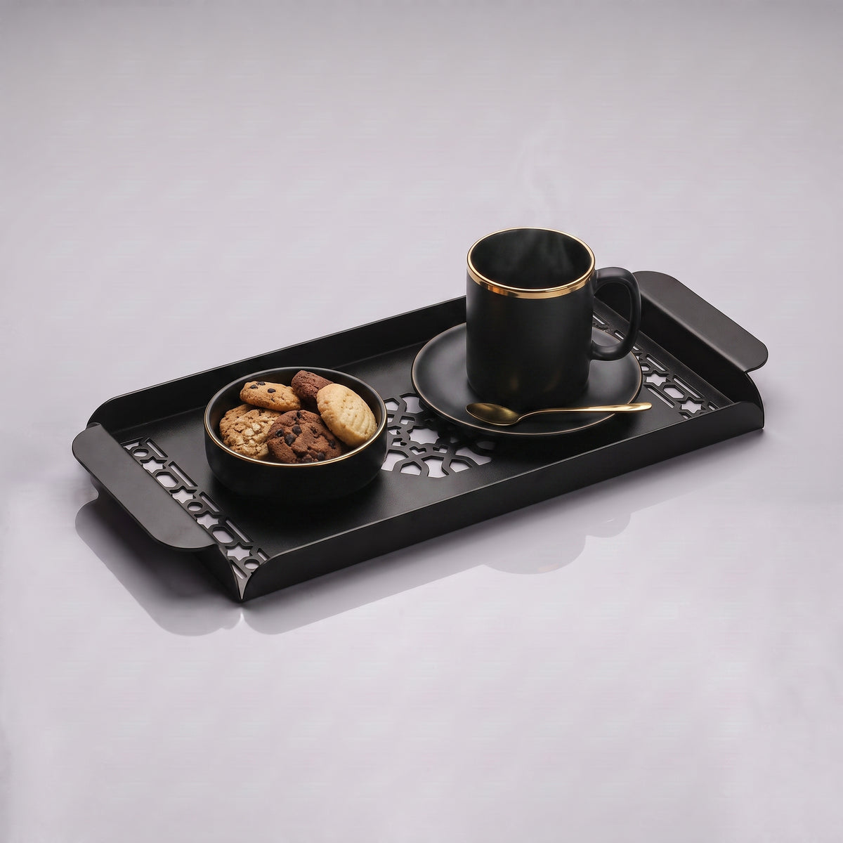 Modern Metal Decorative Tray | Laser Cut Serving & Desk Tray