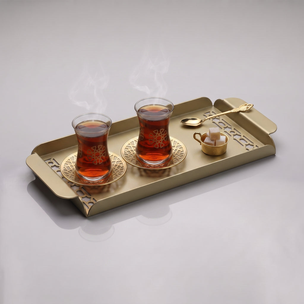Modern Metal Decorative Tray | Laser Cut Serving & Desk Tray