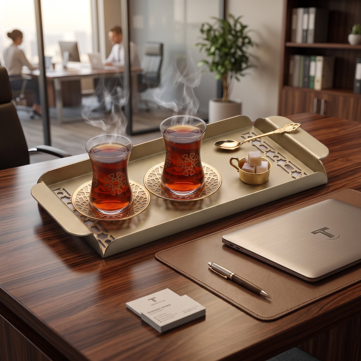 Modern Metal Decorative Tray | Laser Cut Serving & Desk Tray