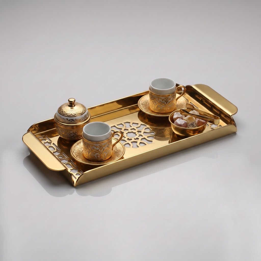 Modern Metal Decorative Tray | Laser Cut Serving & Desk Tray
