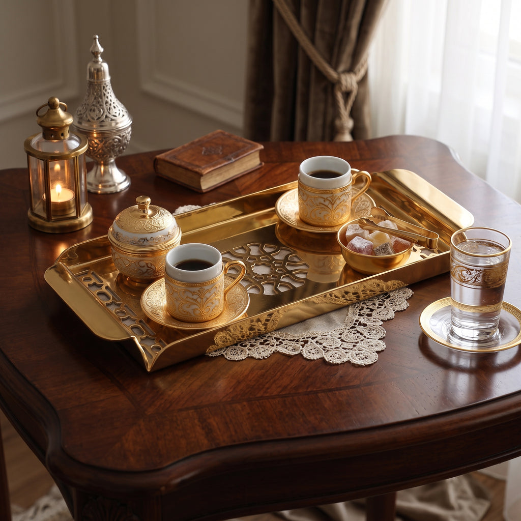 Modern Metal Decorative Tray | Laser Cut Serving & Desk Tray