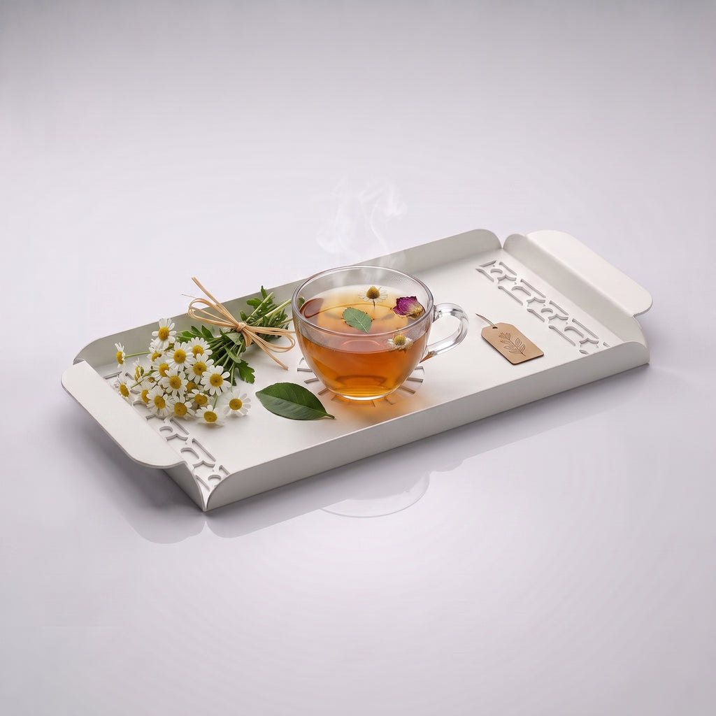 Modern Metal Decorative Tray | Laser Cut Serving & Desk Tray